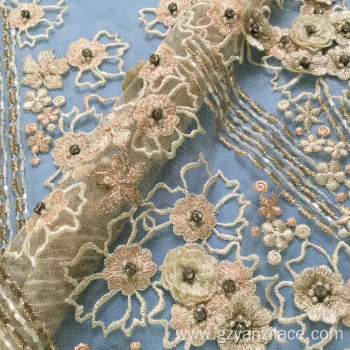 3D Net Embroidery Handwork Beaded Fabric